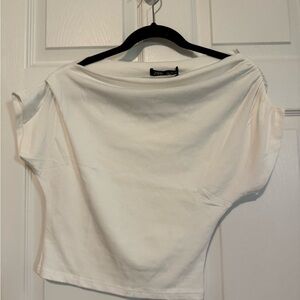 Zara White Off-Shoulder Crop Top